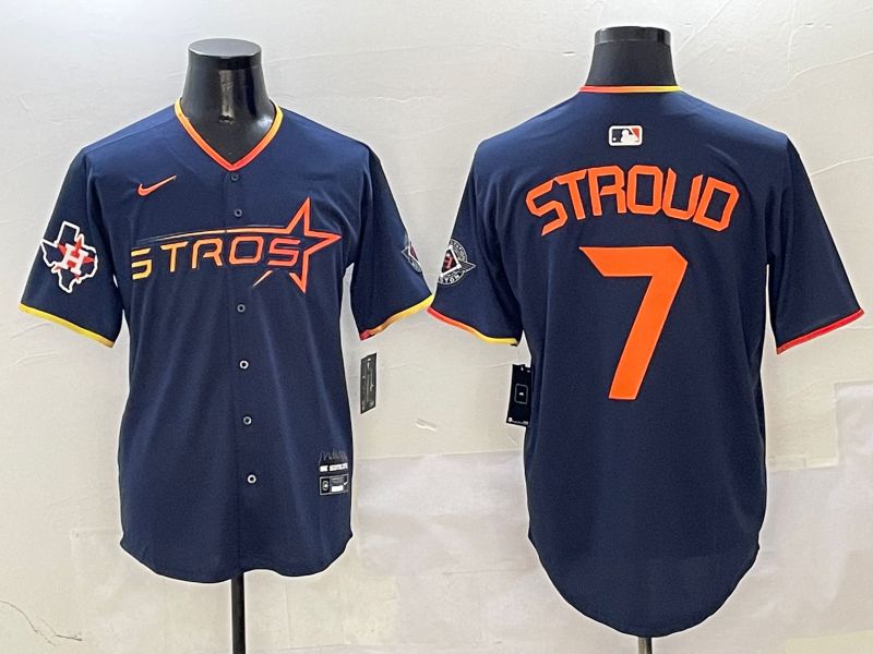 Men Houston Astros #7 Stroud Blue three generations Joint Name Nike 2025 MLB Jersey style 9->los angeles dodgers->MLB Jersey